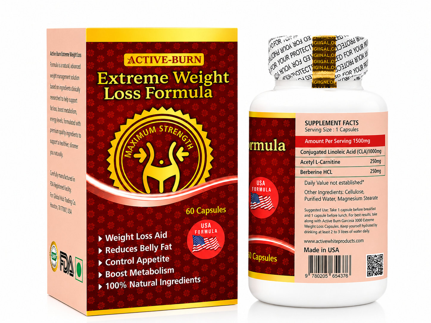 Active Burn Extreme Weight Loss Formula Maximum Strength - Red Box